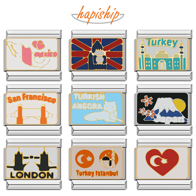 Jewelry Making In London - Hapiship 2024 新しい女性トルコメキシコロンドンイタリアチャームリンクフィット 9 ミリメートルステンレス鋼ブレスレットメイキングファッションジュエリー DJ1245