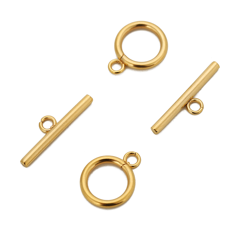 Toggle Clasp Gold - ステンレス鋼のトグルクラスプ,ネックレス,ブレスレット,金メッキフック,自分で作るためのコネクター,5/10セット/パック