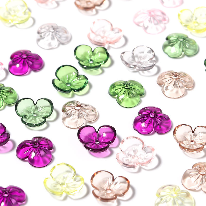 Jewelry Making Resin - ジュエリー作り用の透明な樹脂花びらビーズ,花のモチーフ,ゆるいビーズキャップ,ネックレスとブレスレット,20ピース/ロット