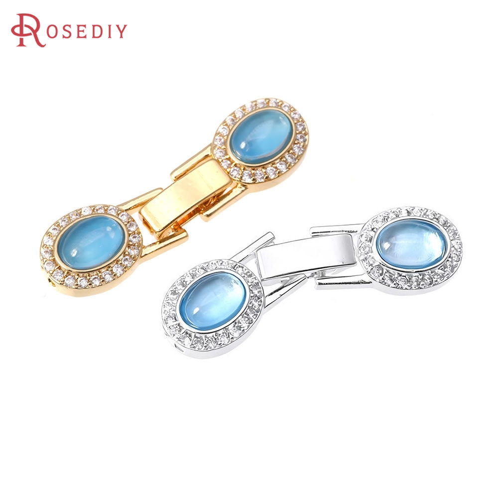 Jewelry Making Set - 2 セット 18K ゴールドカラー真鍮とジルコンの楕円形ブレスレット接続クラスプ高品質 DIY ジュエリーアクセサリー作成材料