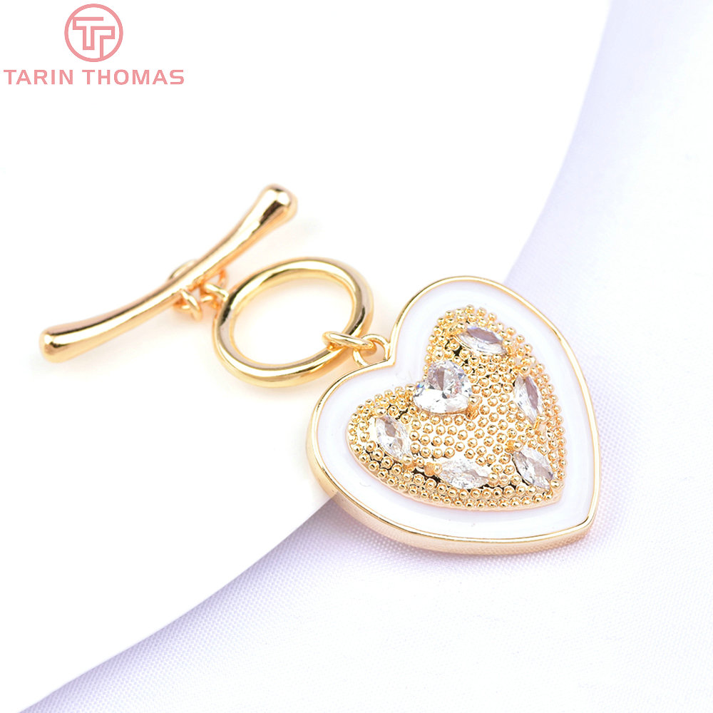 Toggle Clasp Gold - 2セット6395ゴールドメッキ真ちゅうとジルコンのトグルクラスプ24k,高品質のジュエリーアクセサリー