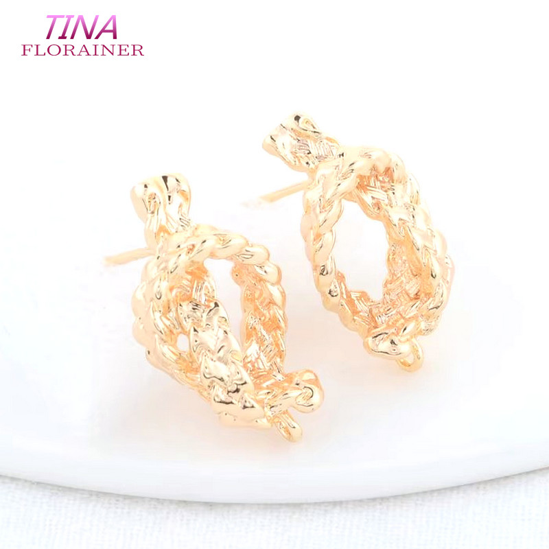 Jewelry Making Set - 12.5*23 ミリメートル 14 18k ゴールドカラーメッキ真鍮オーバルスタッドピアス高品質 Diy
