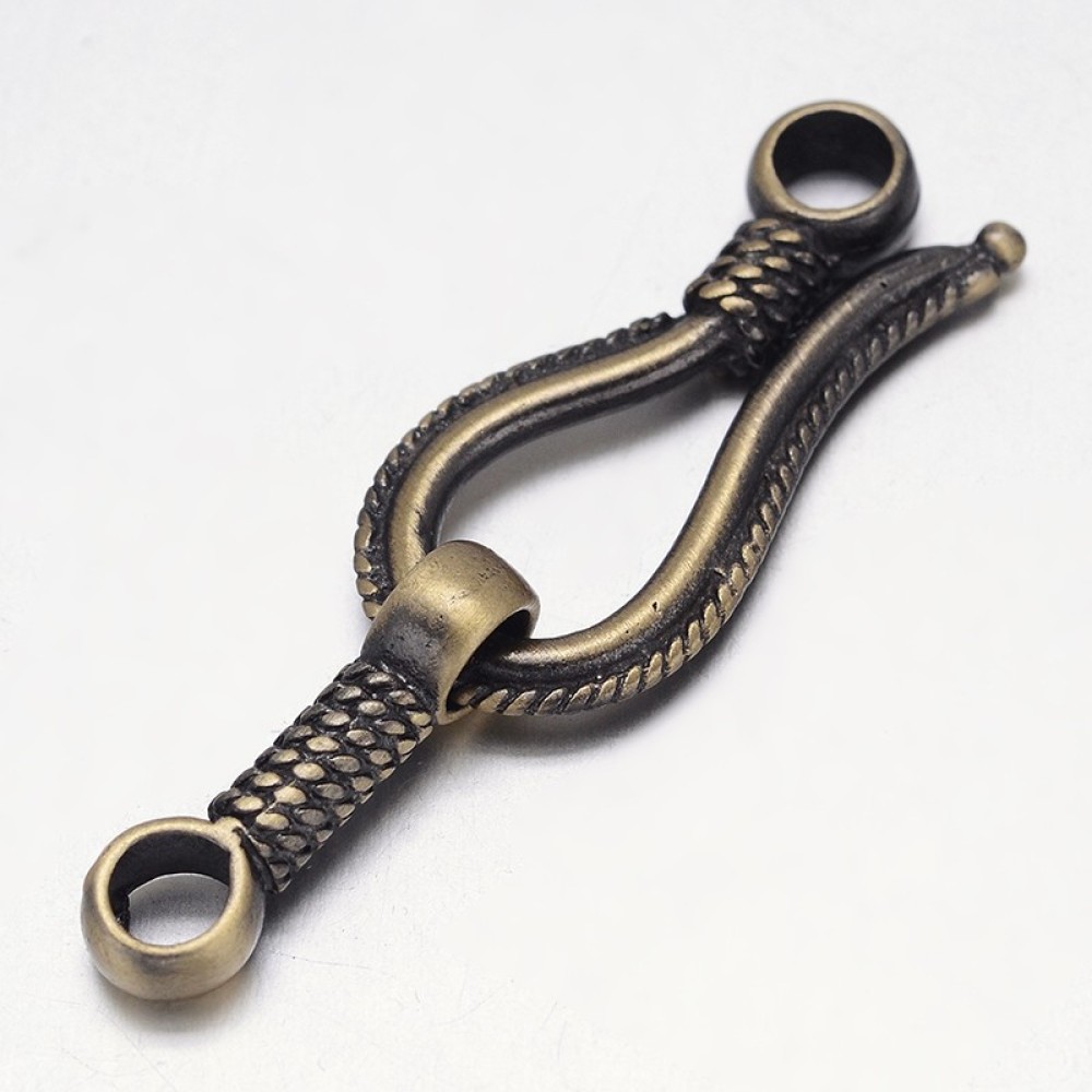 Toggle Clasp Gold - Sフックとクラスプのキット,真ちゅう製のフック,ニッケルフリー,つや消しブロンズ,穴: 3.5mm, 45x14x4mm