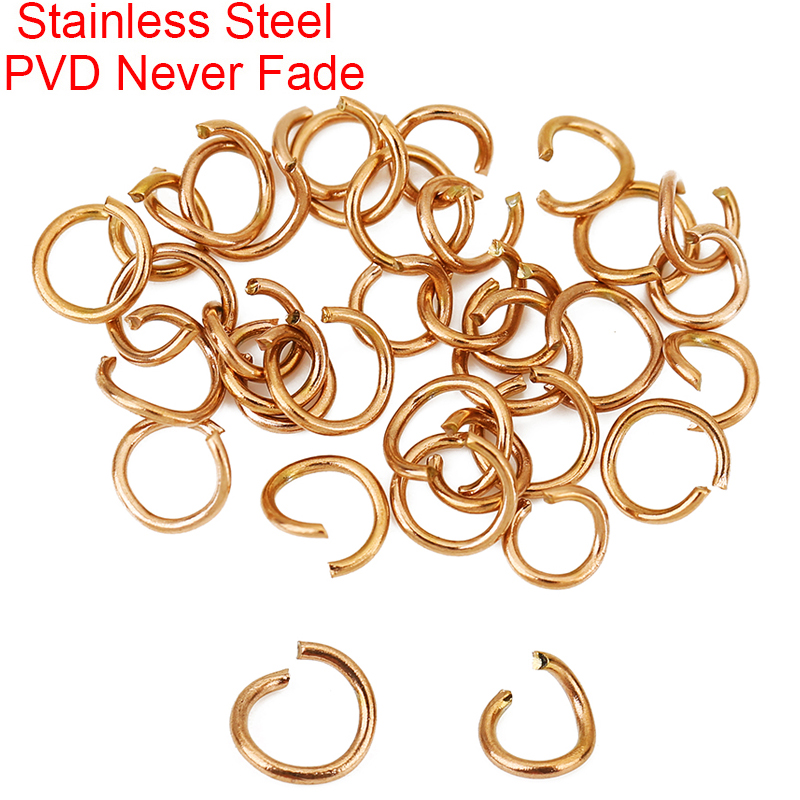 Jewelry Making Jump Rings - 100個入り ローズゴールドメッキ ステンレス製 オープンジャンプリング 3 4