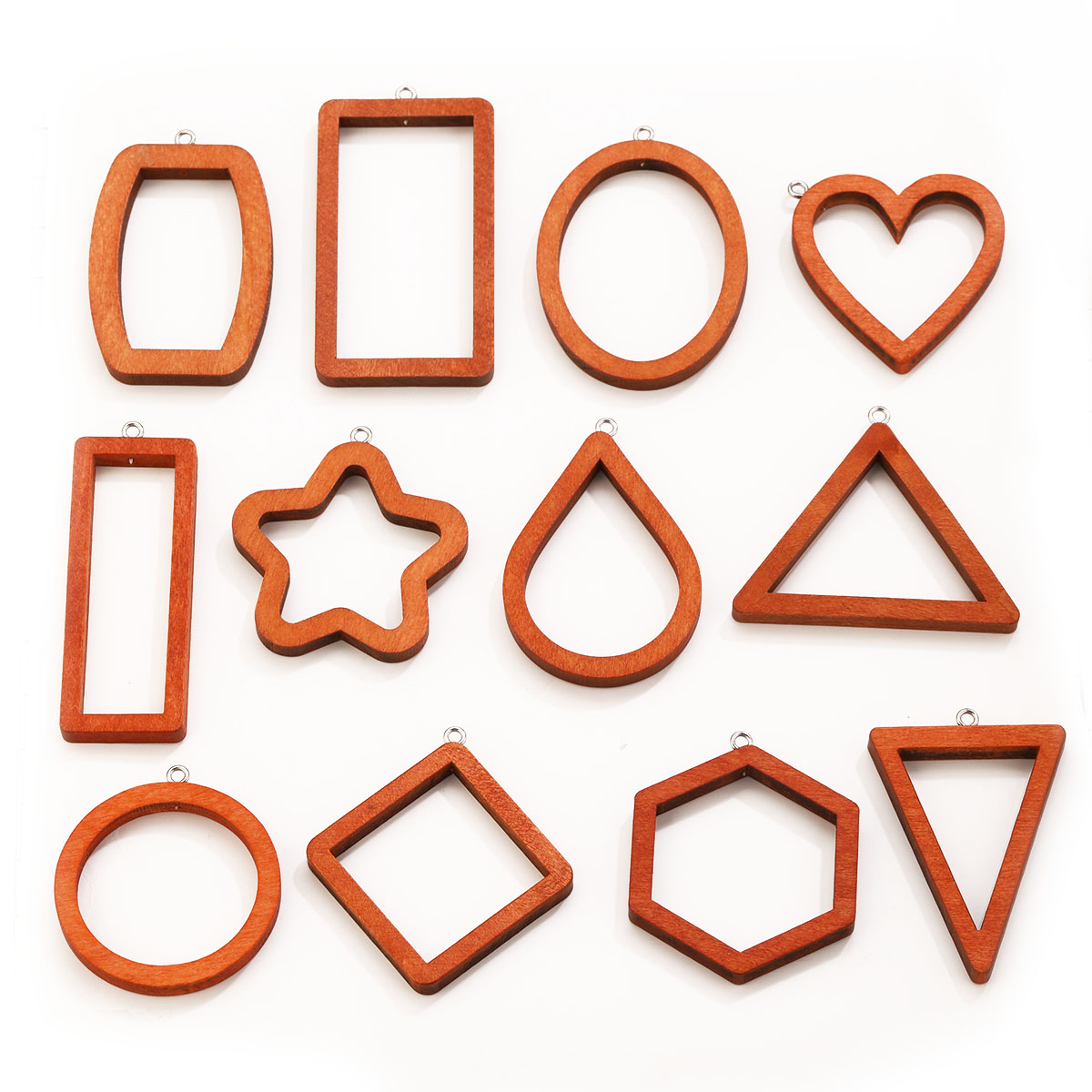 Jewelry Making Resin - 10 個の三角形長方形木製幾何学チャームイヤリングブレスレットコネクタ所見 DIY UV 樹脂装飾ジュエリー作成用