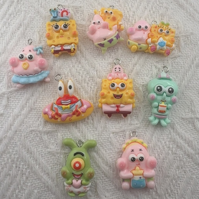 Jewelry Making Resin - 10個入り漫画風樹脂ペンダント、DIYジュエリー製作イヤリング、キーホルダーアクセサリー
