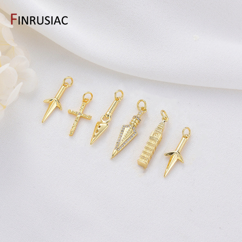 Jewelry Making In London - 14K ゴールドメッキ真鍮クロス/ロンドン記念碑ペンダントジュエリー作成アクセサリー DIY ネックレスジュエリー