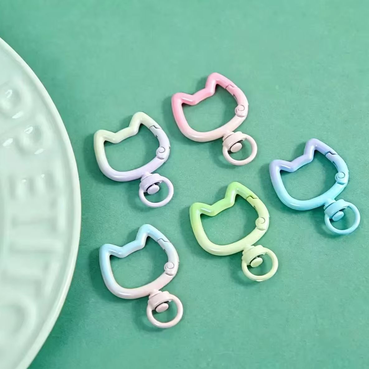 Jewelry Making Articles - 5-10 個グラデーションかわいい猫クラスプ開閉可能なコネクタカラビナキーチェーン DIY キーホルダージュエリー作成用品工芸品