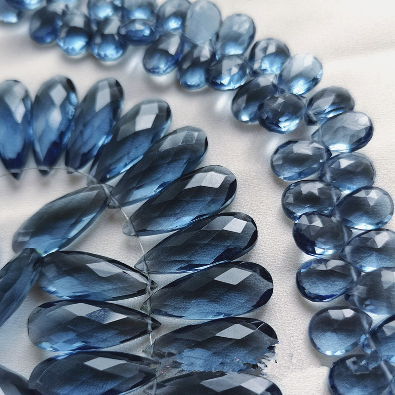Jewelry Making In London - 2 個ルースビーズロンドンブルーカラーカッパーストーンドロップペアファセット加工 8*20 ミリメートル DIY ジュエリー作成用