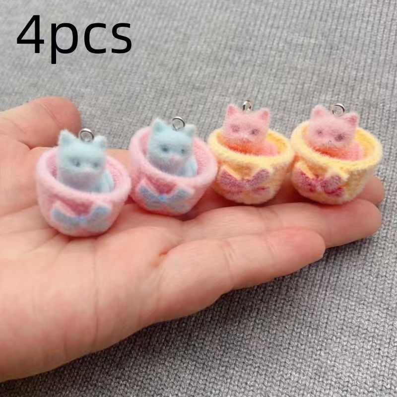 4個入り3Dぬいぐるみ樹脂製猫ペンダント、DIYジュエリー製 - Jewelry Making Resin のレビューと価格