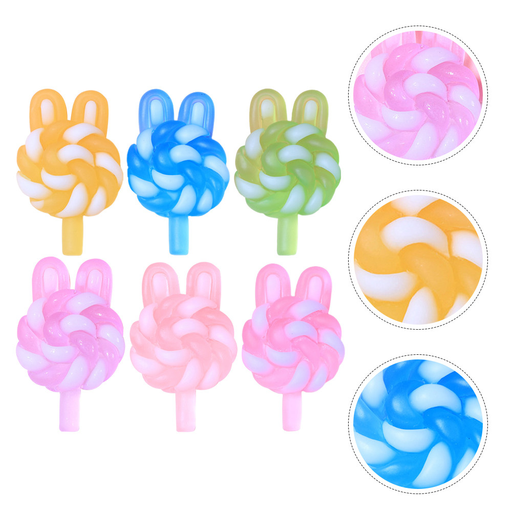 24 個のかわいい漫画ロリポップチャームウサギの形をした光る - Jewelry Making Resin のレビューと価格