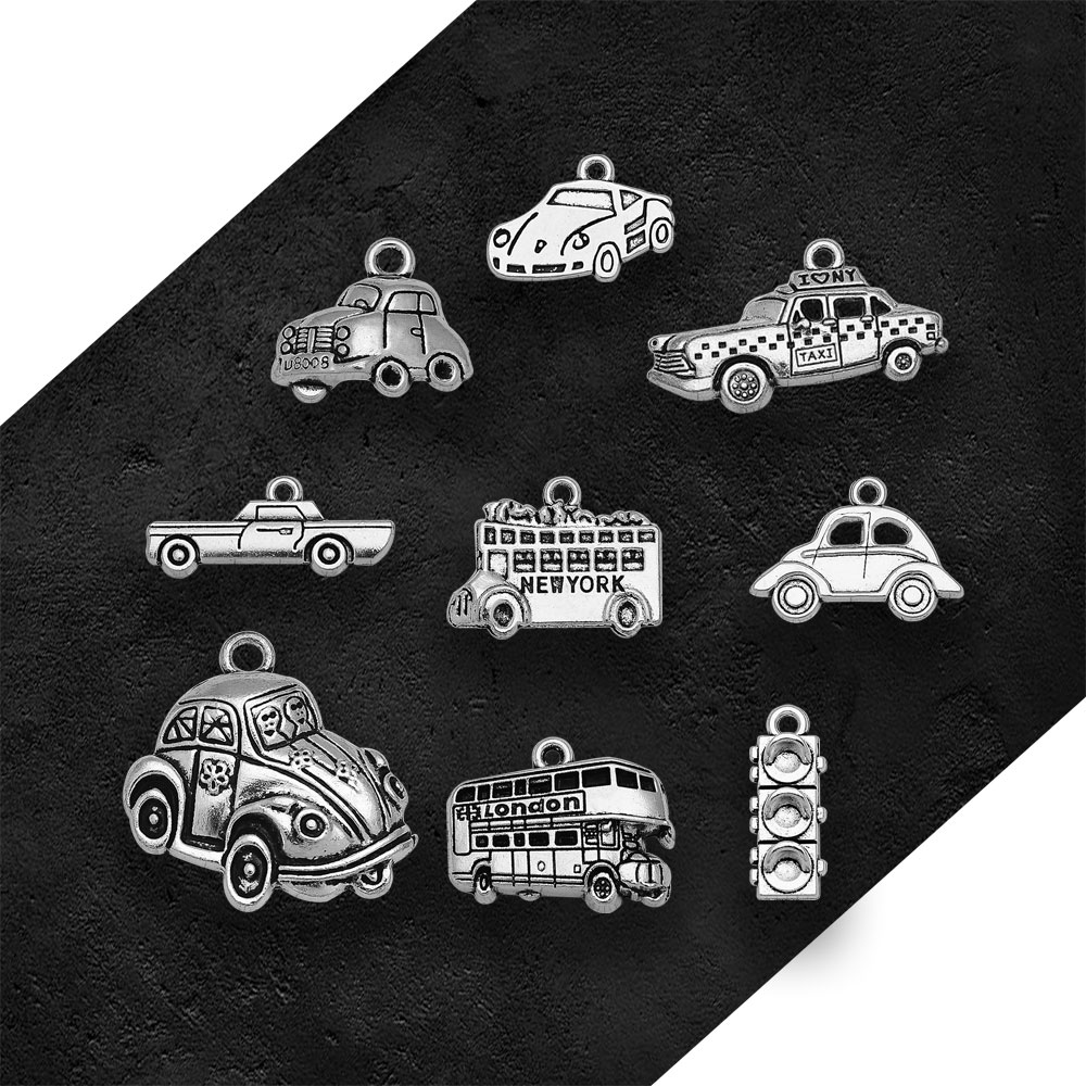 銀メッキの車のきらびやかなチャーム,新しいyorkチャーム, - Jewelry Making In London のレビューと価格
