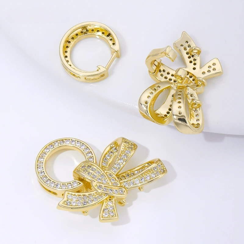 18K ゴールドメッキパールクラスプコネクタ象嵌ジルコン 3 - Jewelry Making Beads のレビューと価格