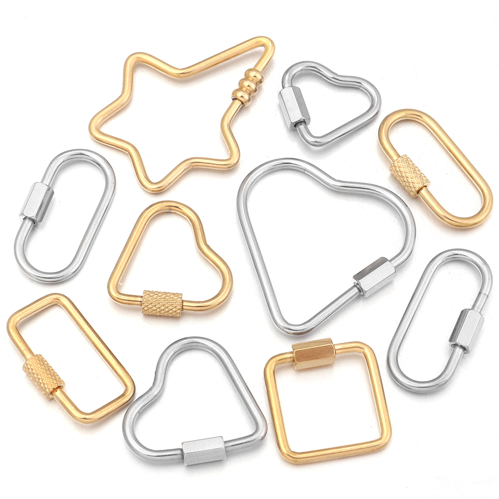 ゴールドステンレスハートねじロックコネクタ留め具クリップ2点 - Jewelry Making Articles のレビューと価格