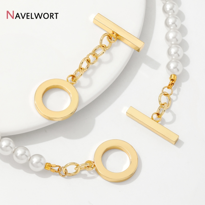 18K金メッキ真鍮製ラウンドOTクラスプ、DIYファッション - Toggle Clasp Gold のレビューと価格