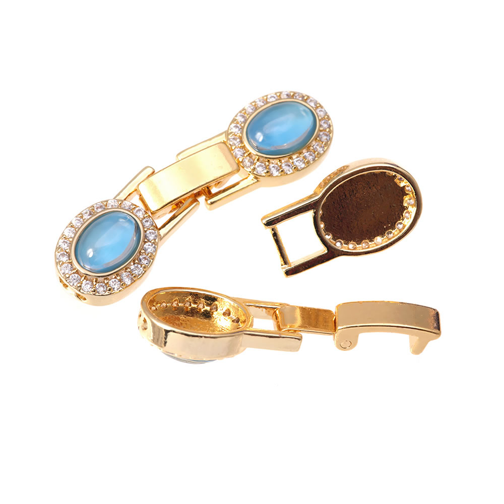2 セット 18K ゴールドカラー真鍮とジルコンの楕円形ブレ - Jewelry Making Set のレビューと価格