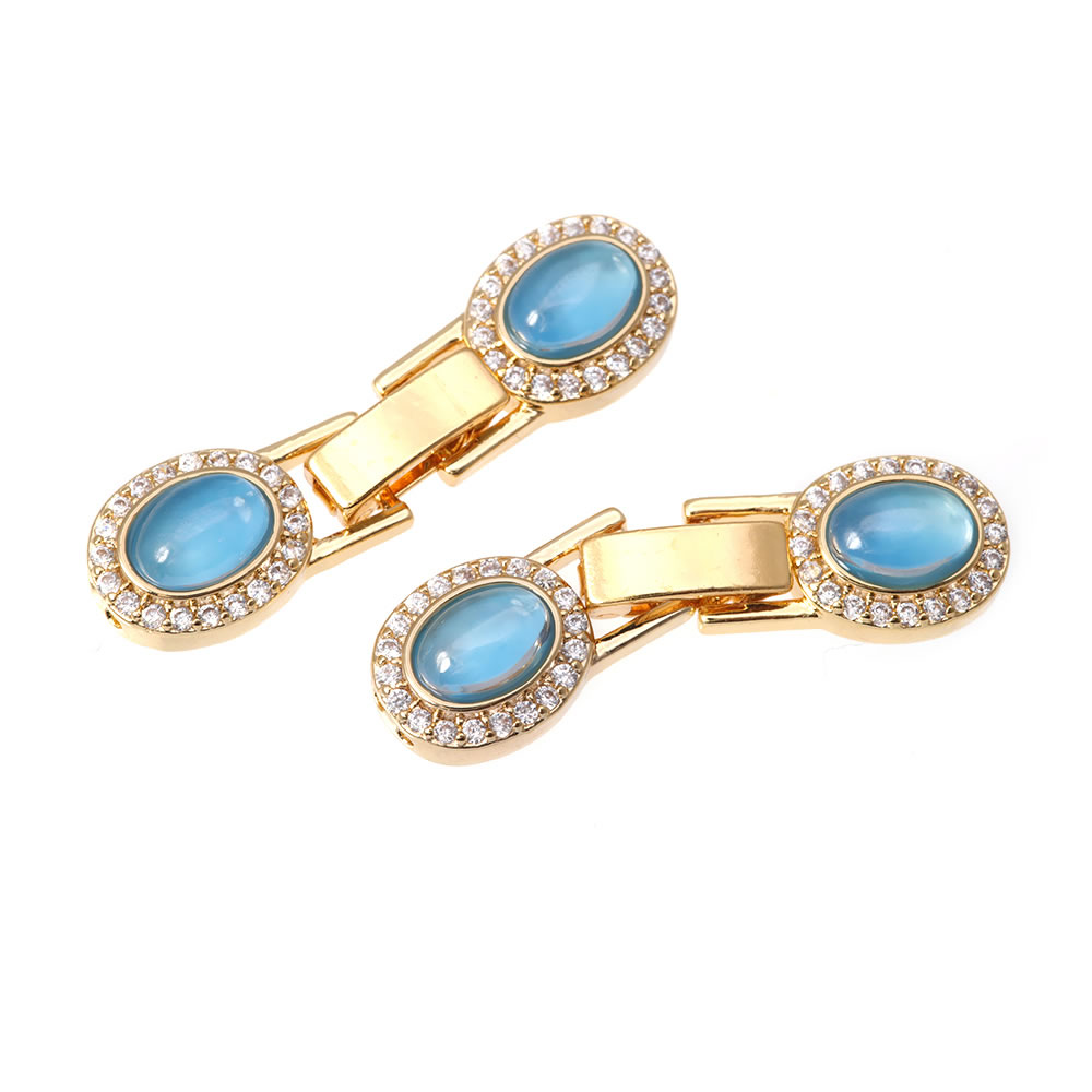 2 セット 18K ゴールドカラー真鍮とジルコンの楕円形ブレ - Jewelry Making Set のレビューと価格