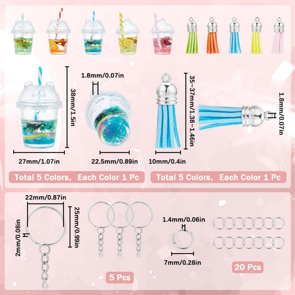 ジュエリー作り用のバブルティーキーホルダーキット,バブルチャ - Jewelry Making Set のレビューと価格