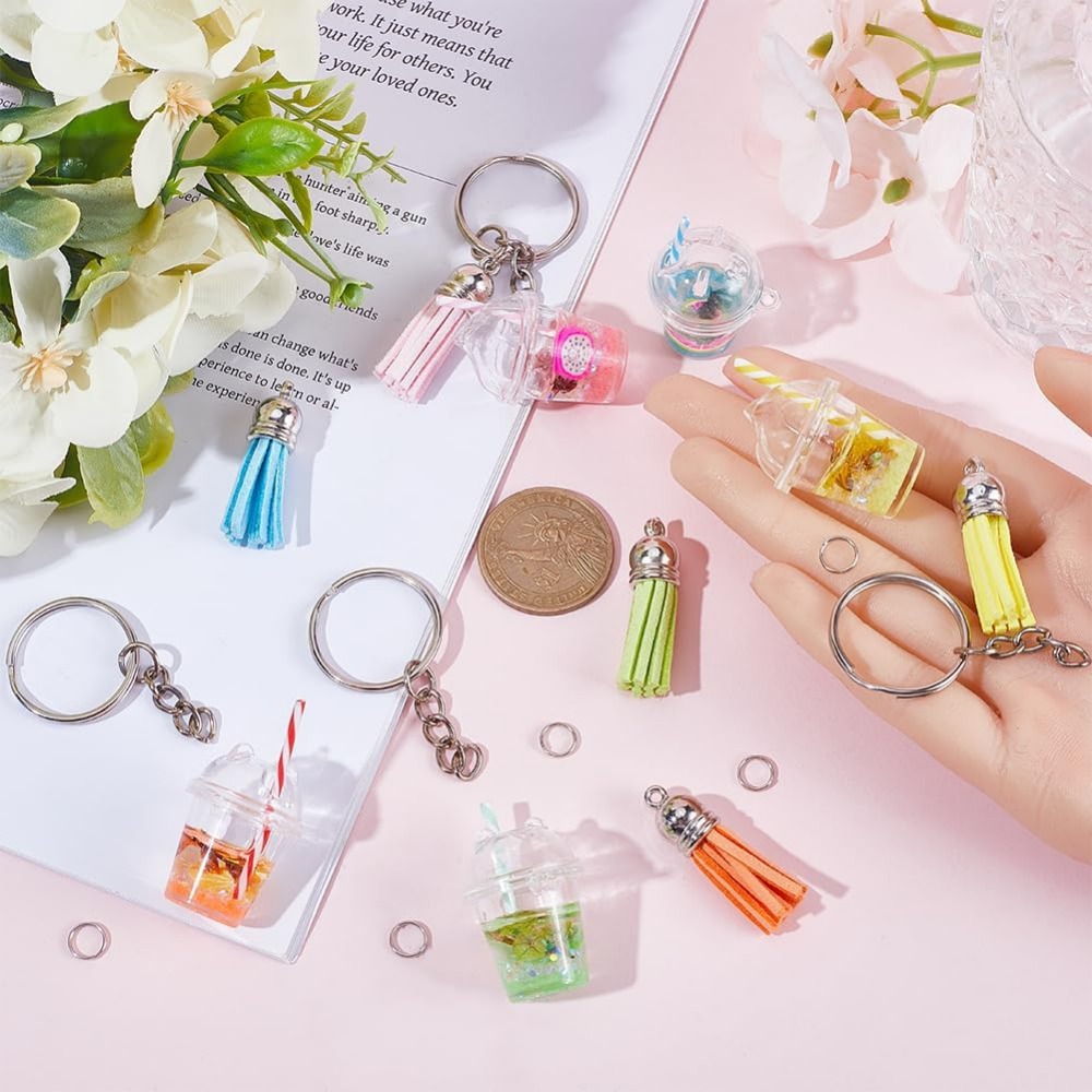 ジュエリー作り用のバブルティーキーホルダーキット,バブルチャ - Jewelry Making Set のレビューと価格