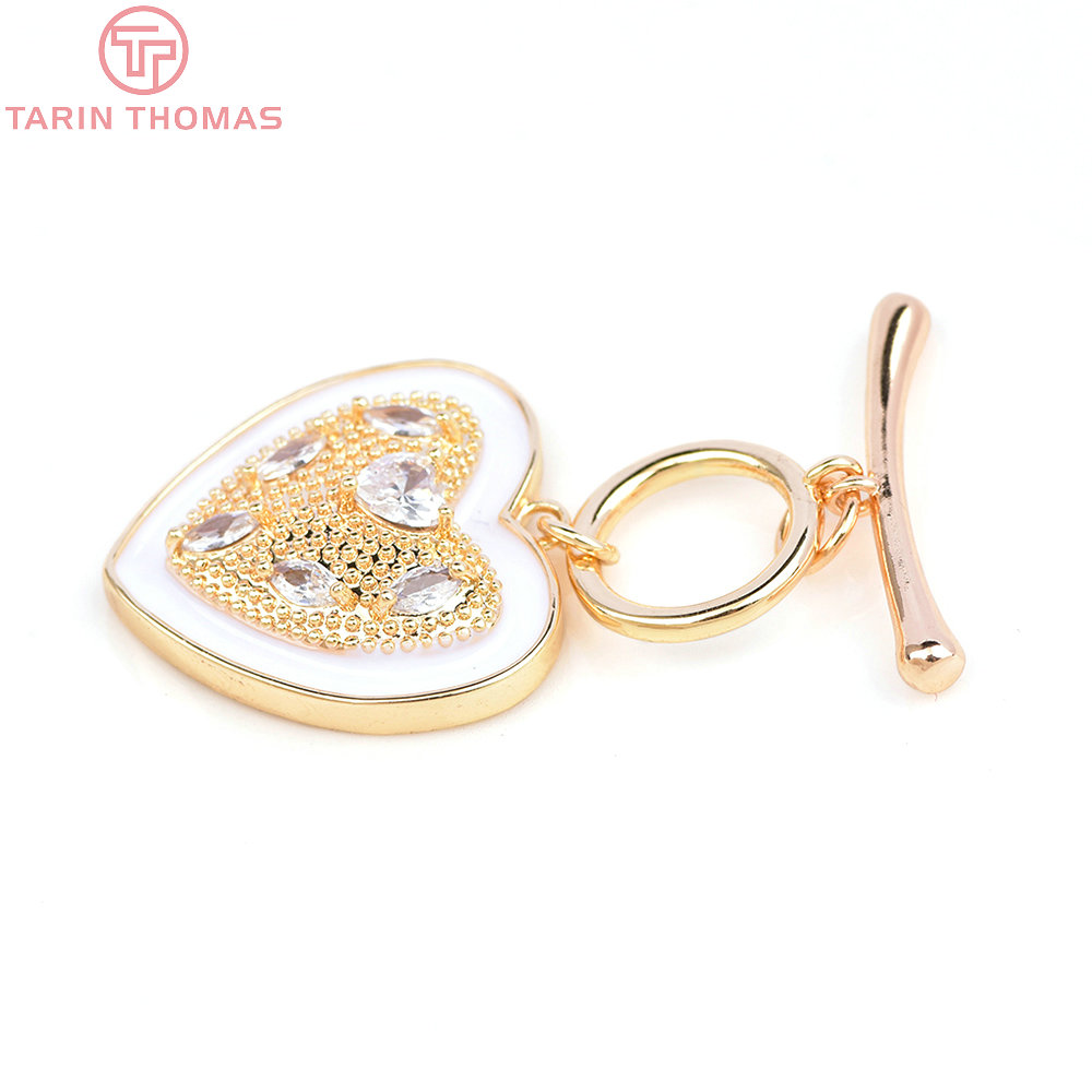 2セット6395ゴールドメッキ真ちゅうとジルコンのトグルクラ - Toggle Clasp Gold のレビューと価格