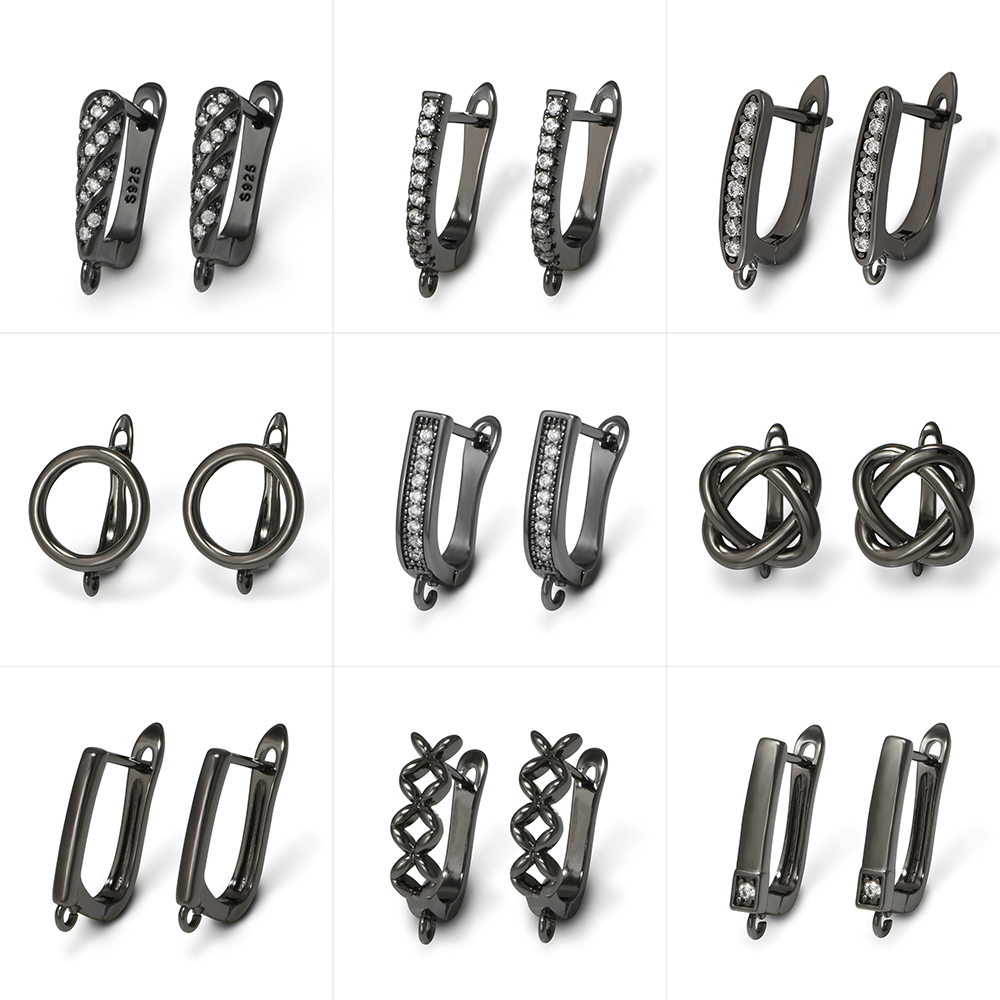 YANASI 1 ペアガンブラック真鍮イヤリングフック DI - Jewelry Making Articles のレビューと価格