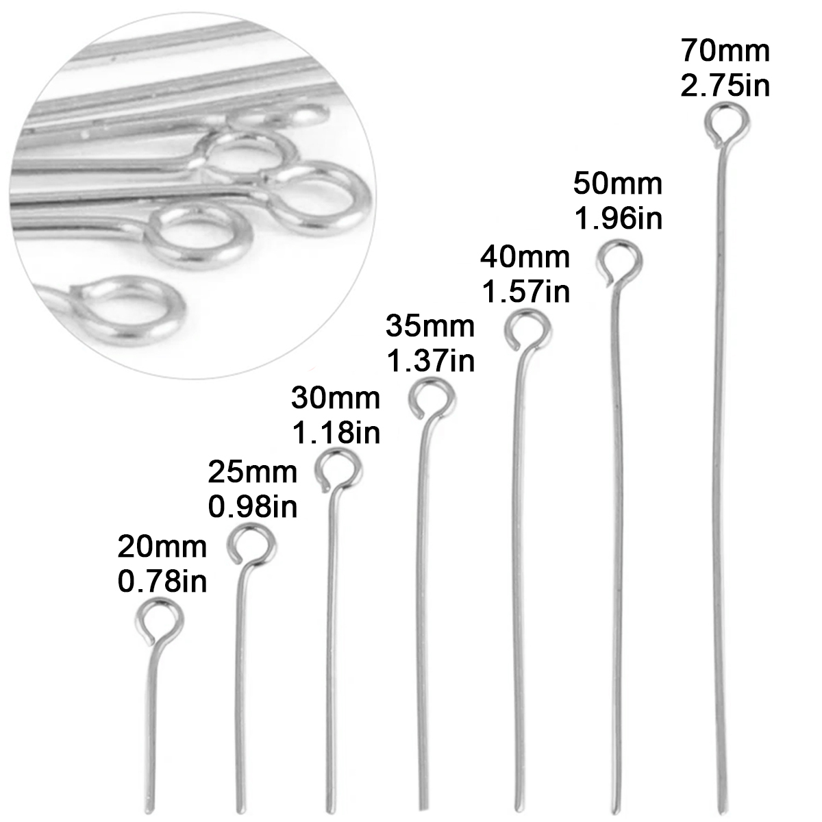100個/ロット ステンレス製アイピン DIYジュエリーアク - Jewelry Making Drill のレビューと価格
