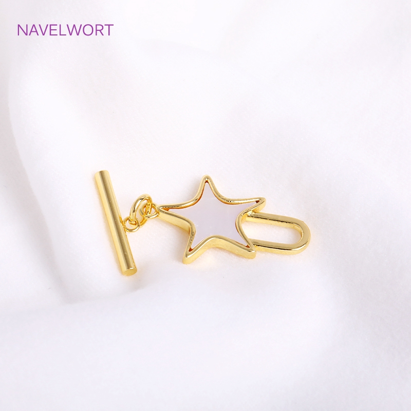 流行のナチュラルシェル五角形otクラスプ、18 18kゴール - Toggle Clasp Gold のレビューと価格