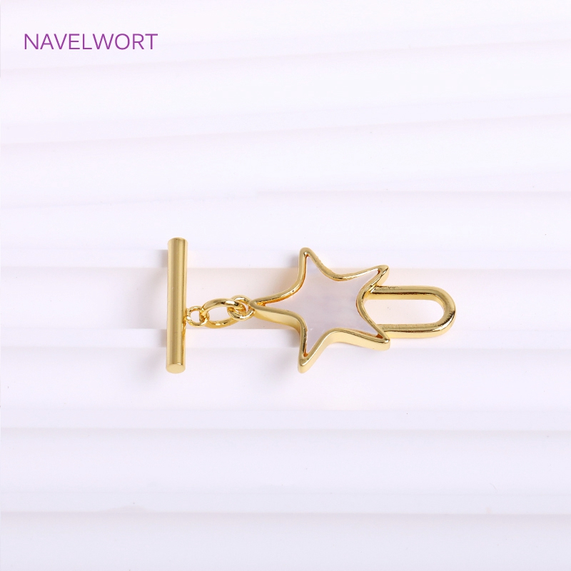 流行のナチュラルシェル五角形otクラスプ、18 18kゴール - Toggle Clasp Gold のレビューと価格