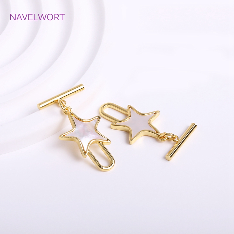 流行のナチュラルシェル五角形otクラスプ、18 18kゴール - Toggle Clasp Gold のレビューと価格