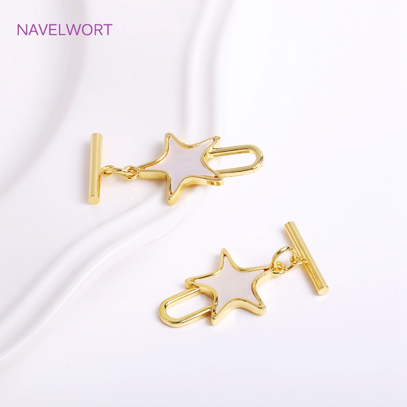 流行のナチュラルシェル五角形otクラスプ、18 18kゴール - Toggle Clasp Gold のレビューと価格