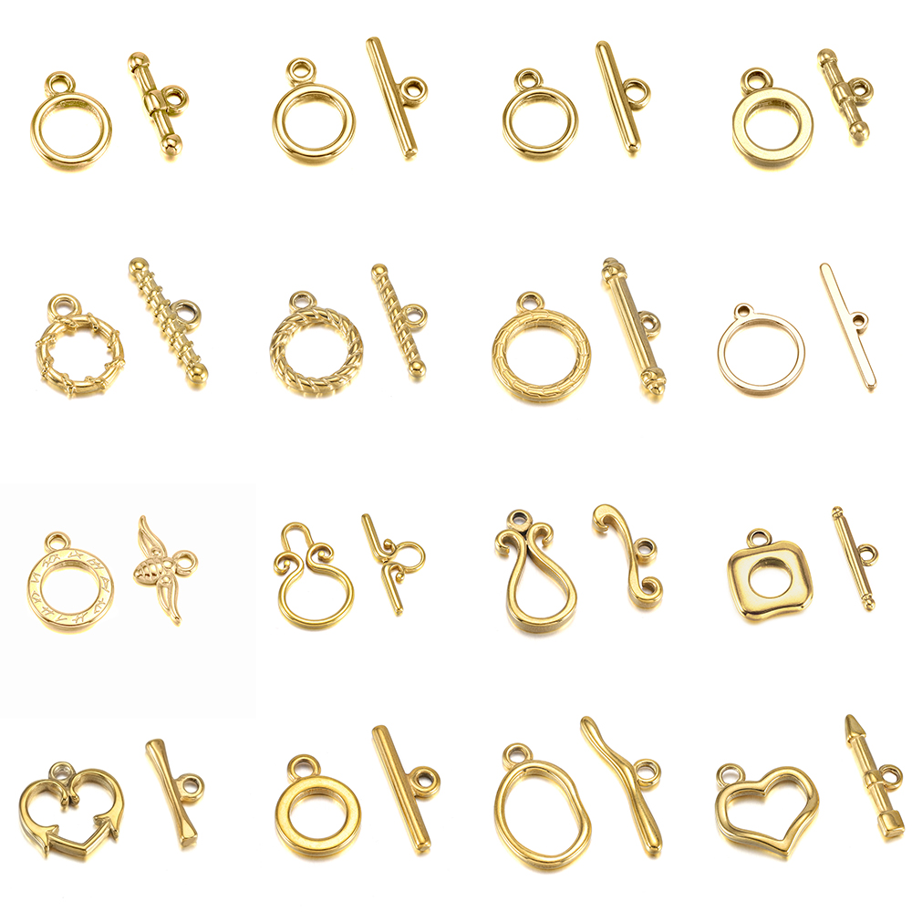 ステンレス鋼の留め金,高品質の16のスタイルの日曜大工のコネ - Toggle Clasp Gold のレビューと価格