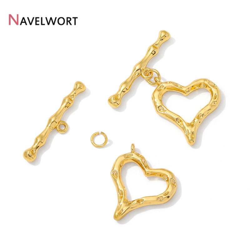18K金メッキハート型OTクラスプフックコネクター、DIYブ - Toggle Clasp Gold のレビューと価格