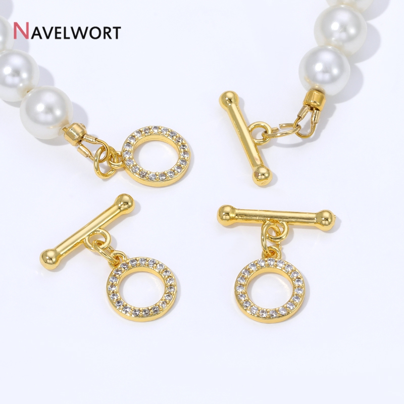 18K金メッキ真鍮製ジルコン象嵌OTクラスプコネクター、トグ - Toggle Clasp Gold のレビューと価格