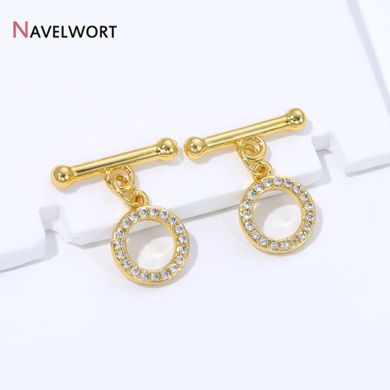 18K金メッキ真鍮製ジルコン象嵌OTクラスプコネクター、トグ - Toggle Clasp Gold のレビューと価格